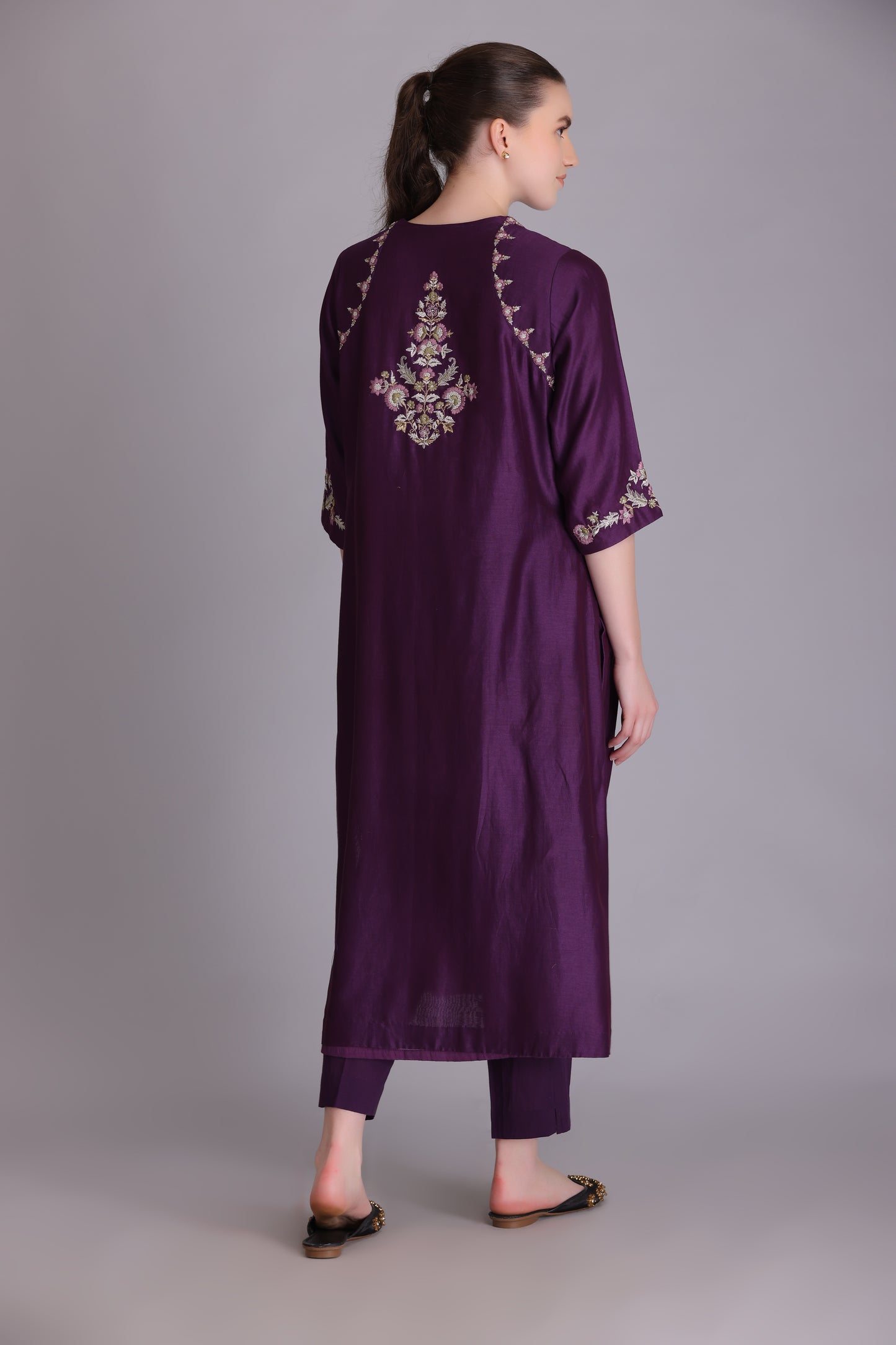 M7-10 PURPLE EMBROIDERED KURTA SET