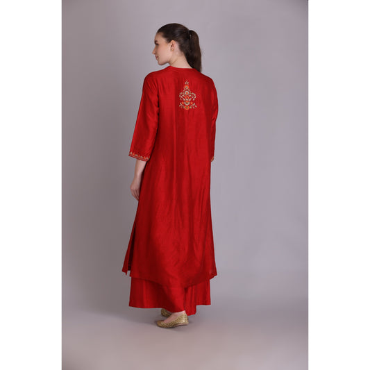 M3/01 RUST EMBROIDERED KURTA SET