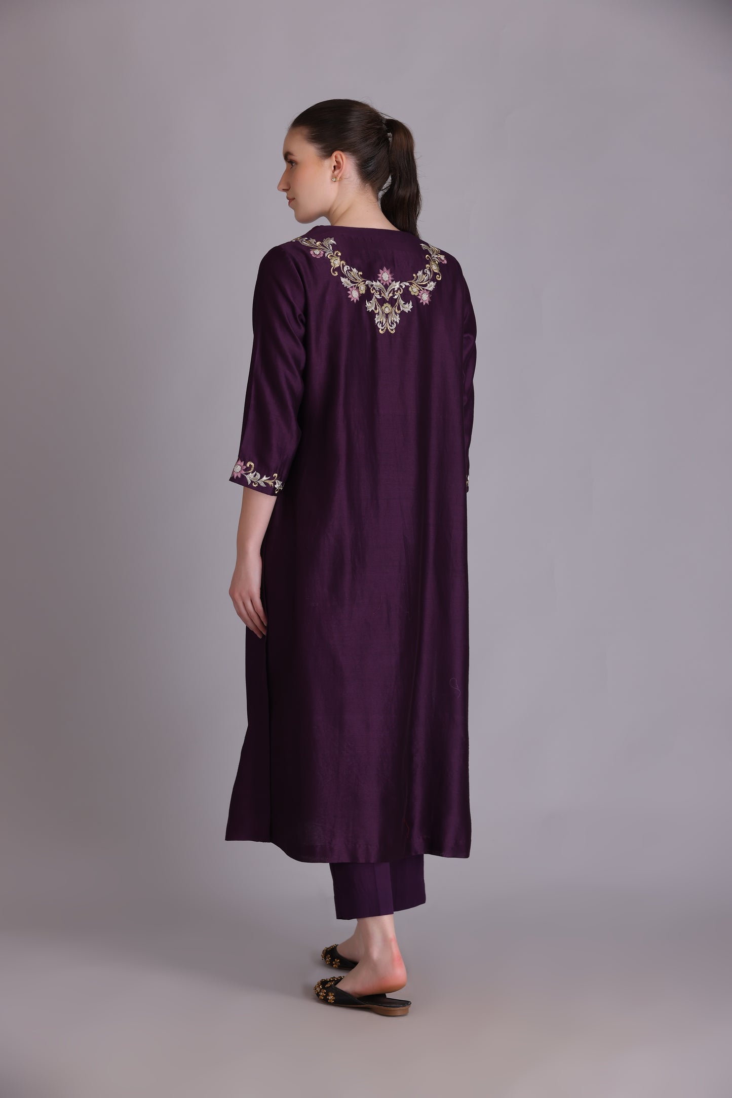 M7-11B PURPLE EMBROIDERED KURTA SET