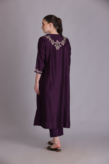 M7-11B PURPLE EMBROIDERED KURTA SET