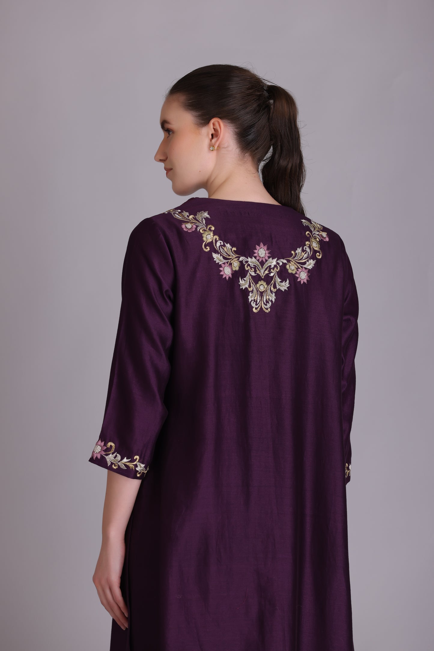 M7-11B PURPLE EMBROIDERED KURTA SET
