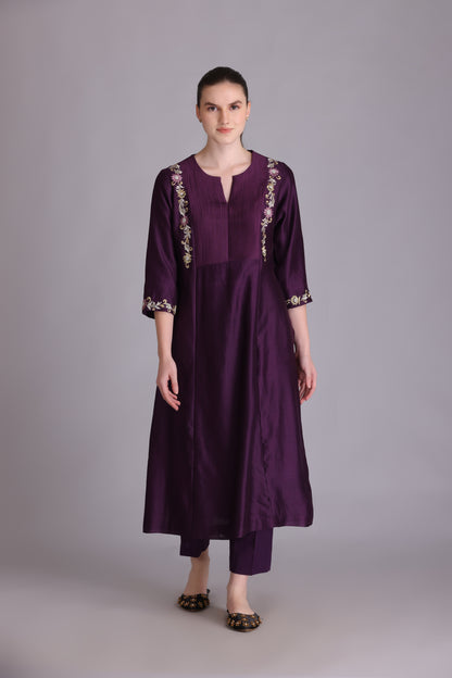 M7-11B PURPLE EMBROIDERED KURTA SET