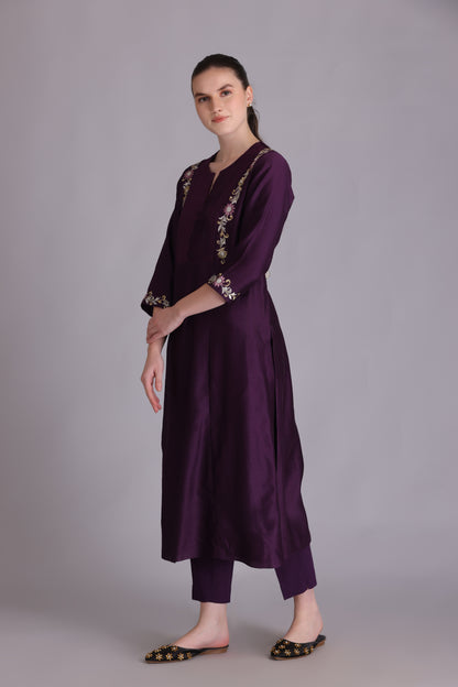 M7-11B PURPLE EMBROIDERED KURTA SET