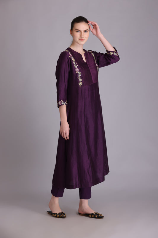 M7-11B PURPLE EMBROIDERED KURTA SET