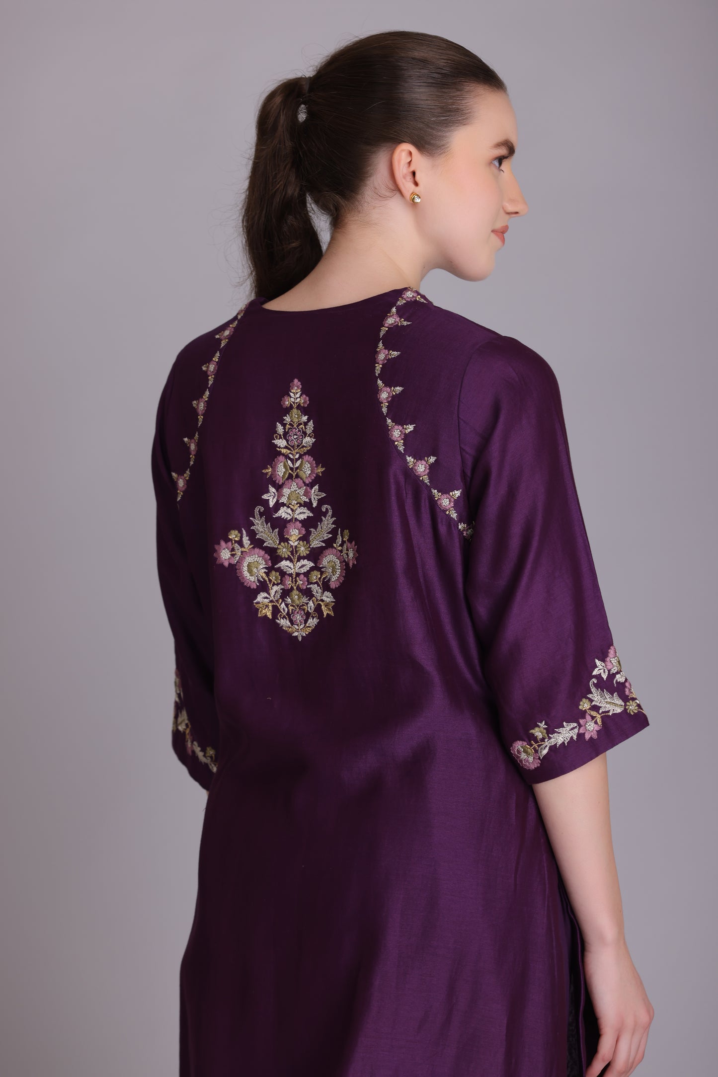 M7-10 PURPLE EMBROIDERED KURTA SET