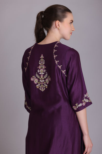 M7-10 PURPLE EMBROIDERED KURTA SET