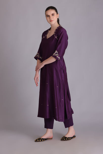 M7-10 PURPLE EMBROIDERED KURTA SET
