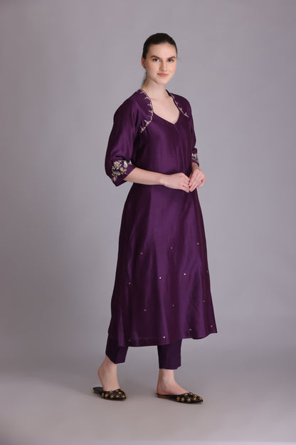 M7-10 PURPLE EMBROIDERED KURTA SET