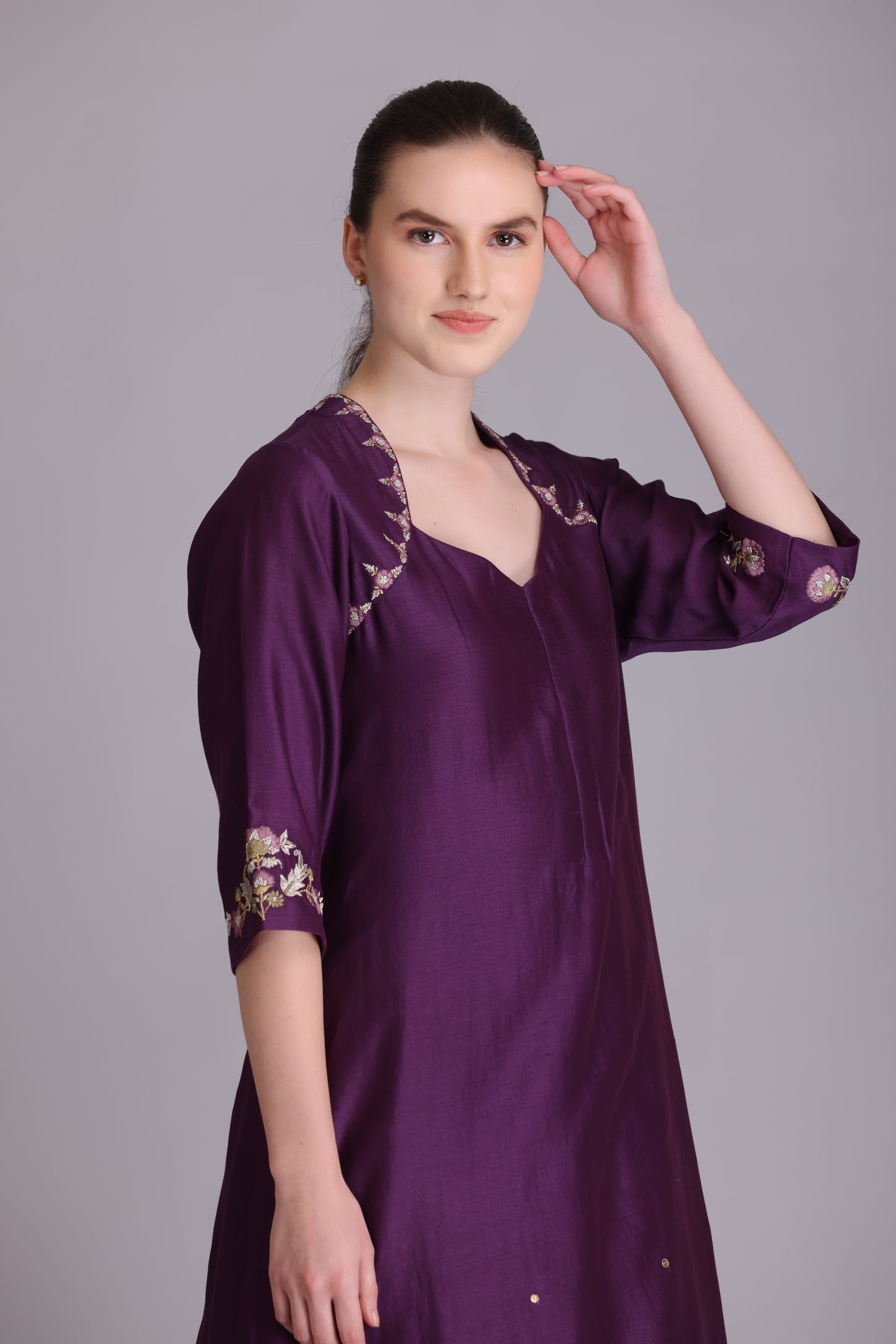 M7-10 PURPLE EMBROIDERED KURTA SET