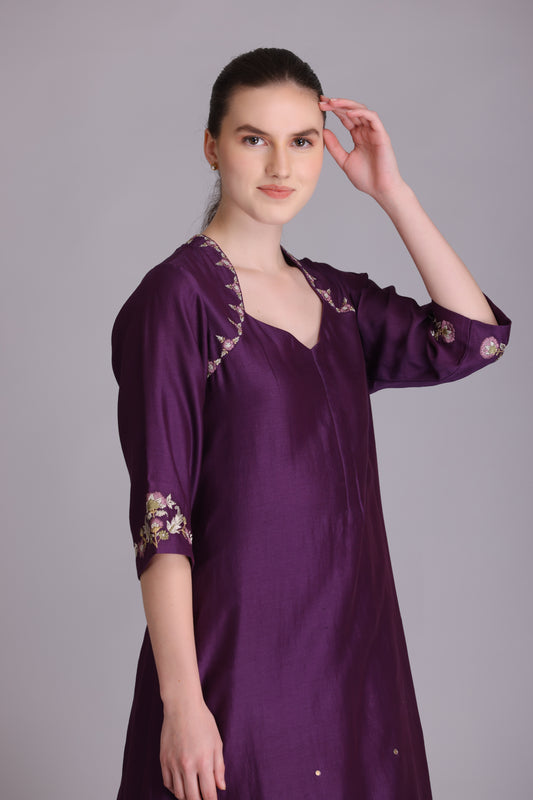 M7-10 PURPLE EMBROIDERED KURTA SET