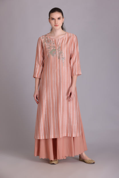 M6-01 ROSE PINK EMBROIDERED KURTA SET