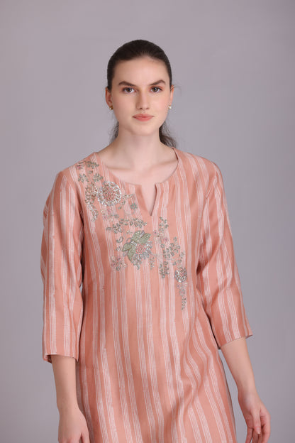 M6-01 ROSE PINK EMBROIDERED KURTA SET
