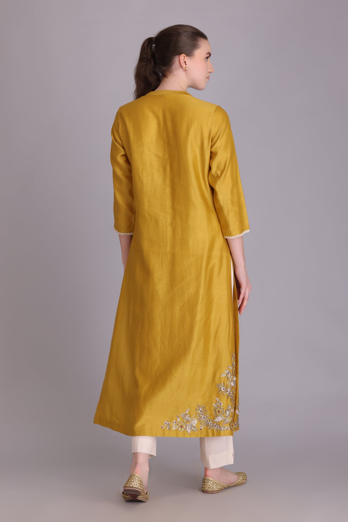 M6-02 YELLOW EMBROIDERED KURTA SET