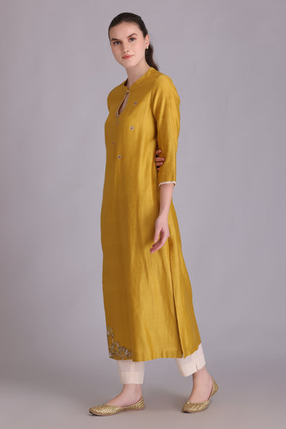 M6-02 YELLOW EMBROIDERED KURTA SET