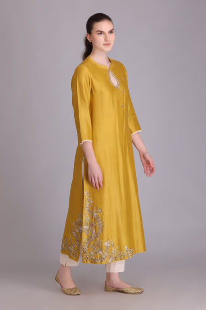 M6-02 YELLOW EMBROIDERED KURTA SET