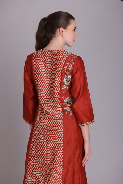 M6-08B RUST EMBROIDERED KURTA SET
