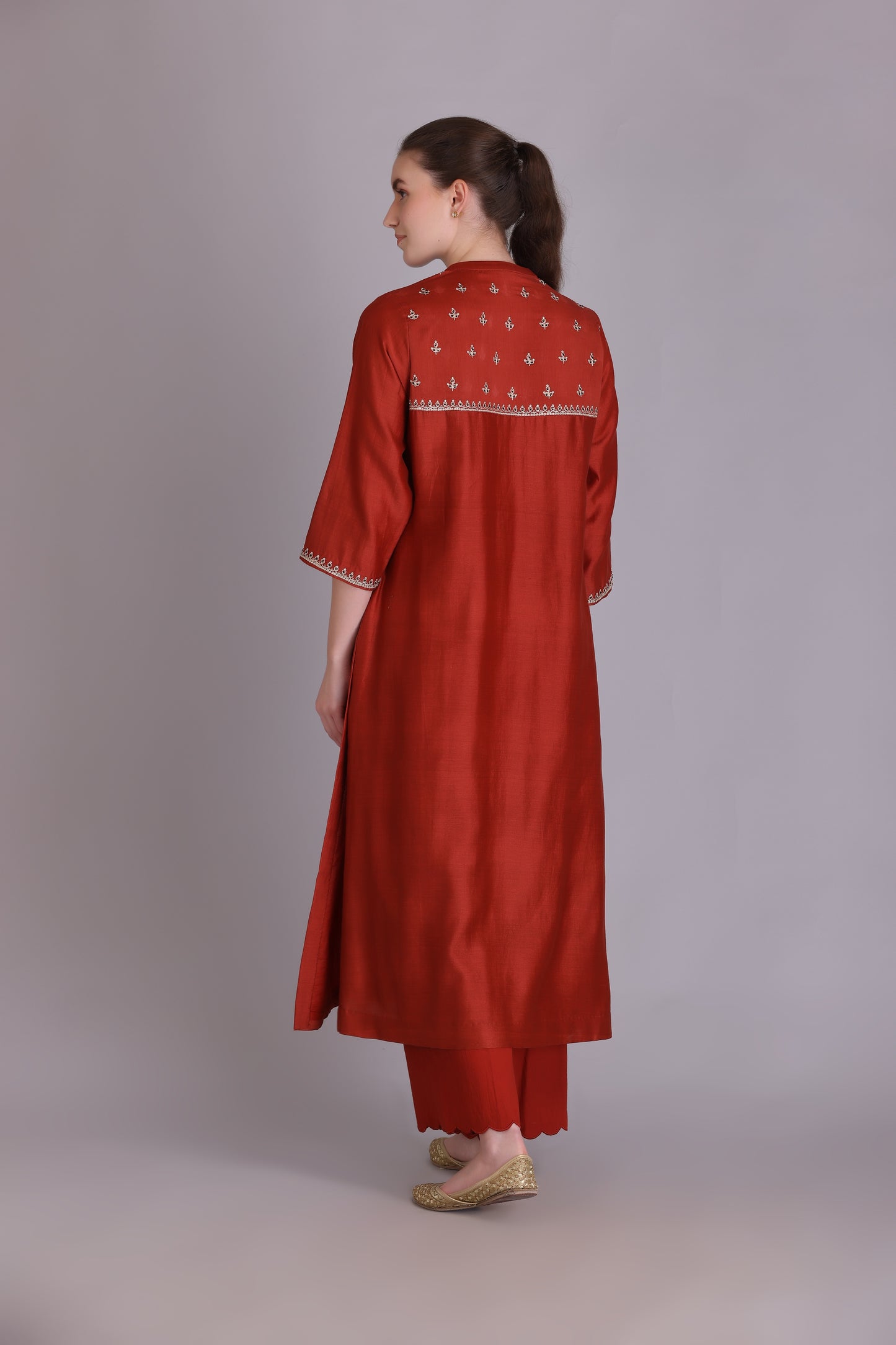 M6-15B RUST EMBROIDERED KURTA SET