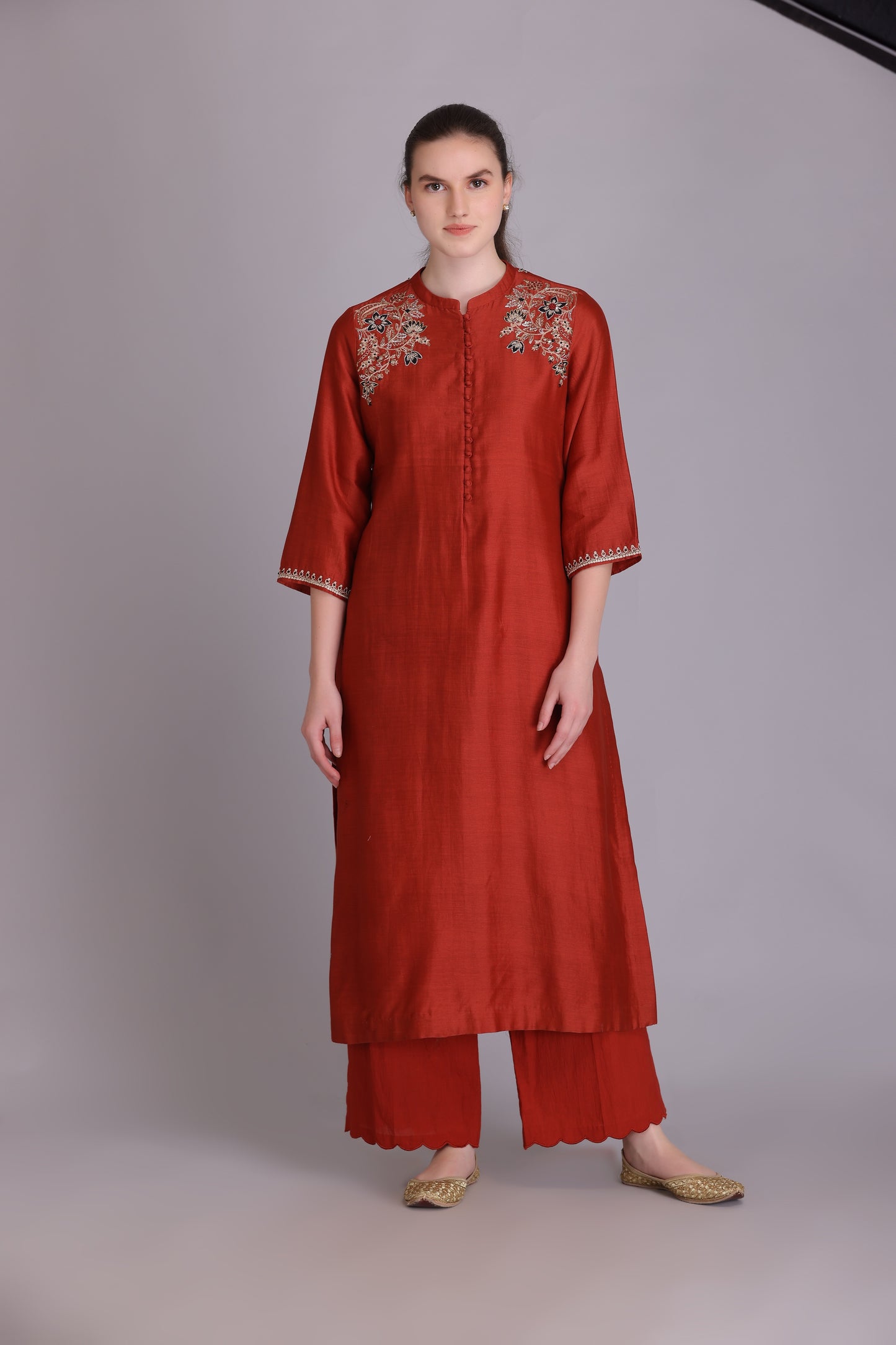 M6-15B RUST EMBROIDERED KURTA SET