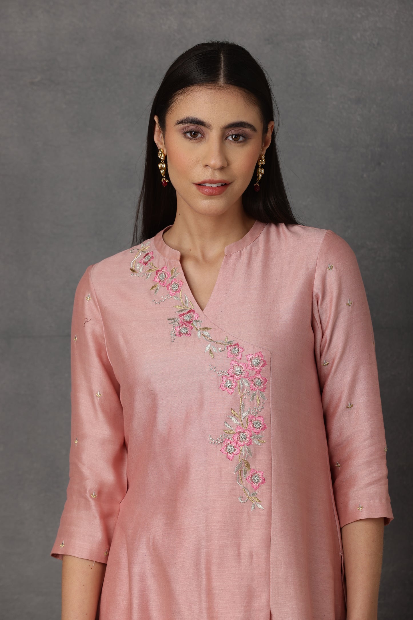 M7-12 PINK EMBROIDERED KURTA SET