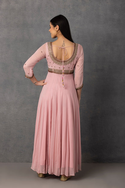 SP-05B BABY PINK EMBROIDERED ANARKALI SET