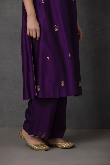 SP-02D PURPLE EMBROIDERED KURTA SET