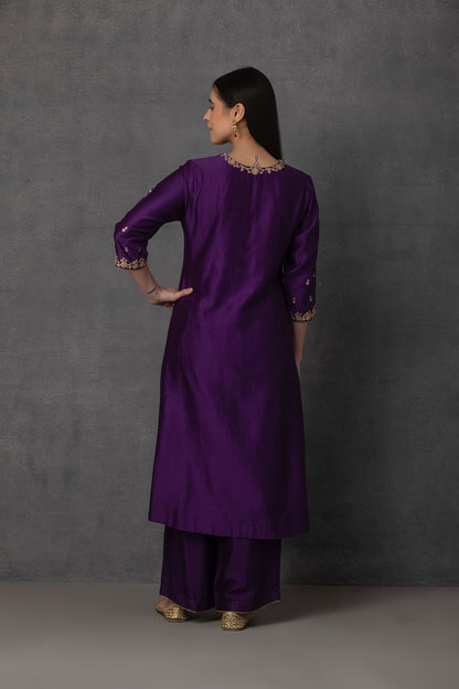 SP-02D PURPLE EMBROIDERED KURTA SET