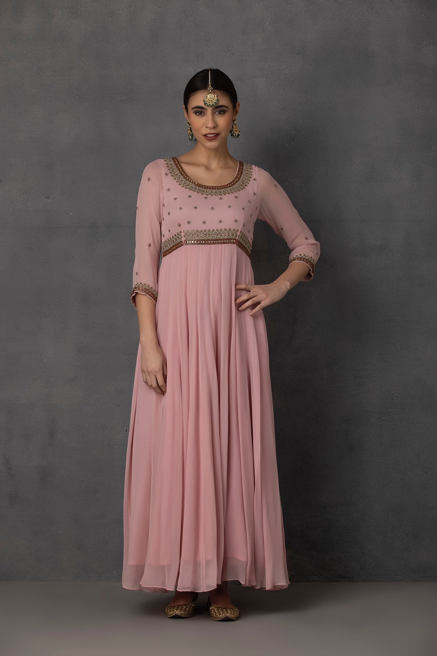 SP-05B BABY PINK EMBROIDERED ANARKALI SET