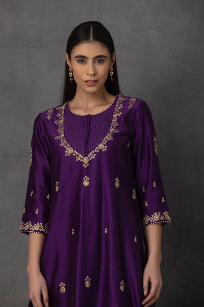 SP-02D PURPLE EMBROIDERED KURTA SET