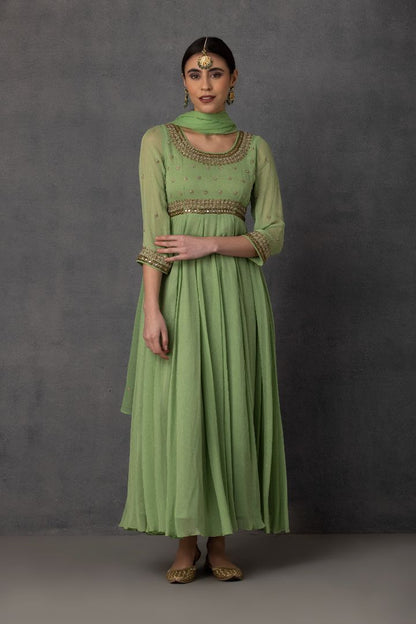 SP-05C GREEN EMBROIDERED ANARKALI SET