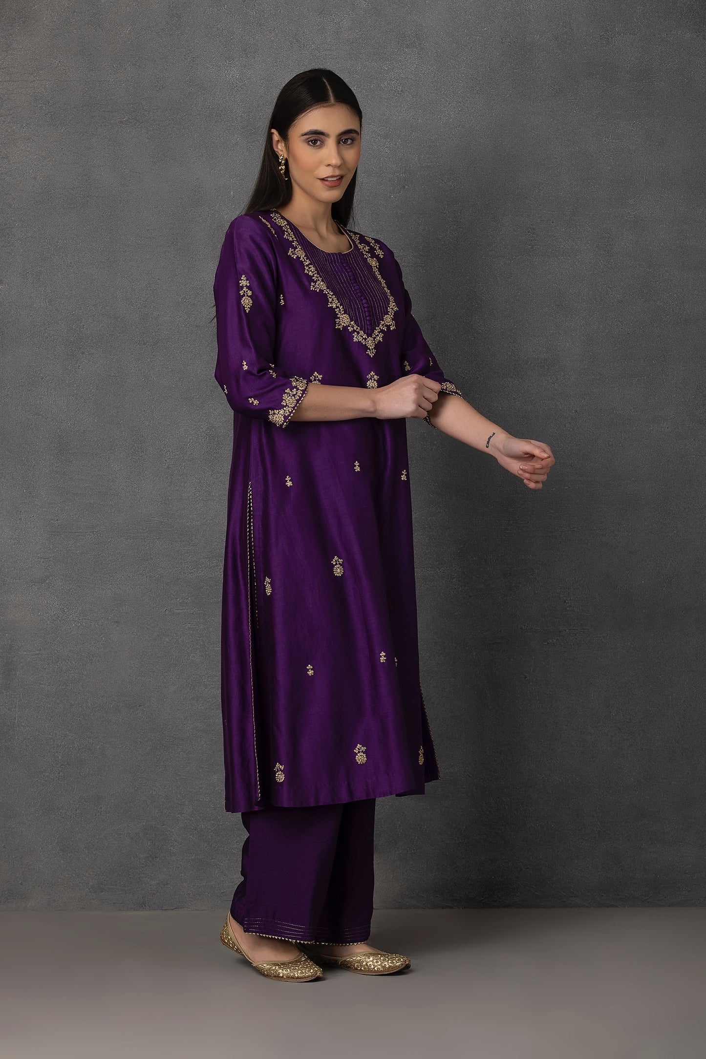 SP-02D PURPLE EMBROIDERED KURTA SET