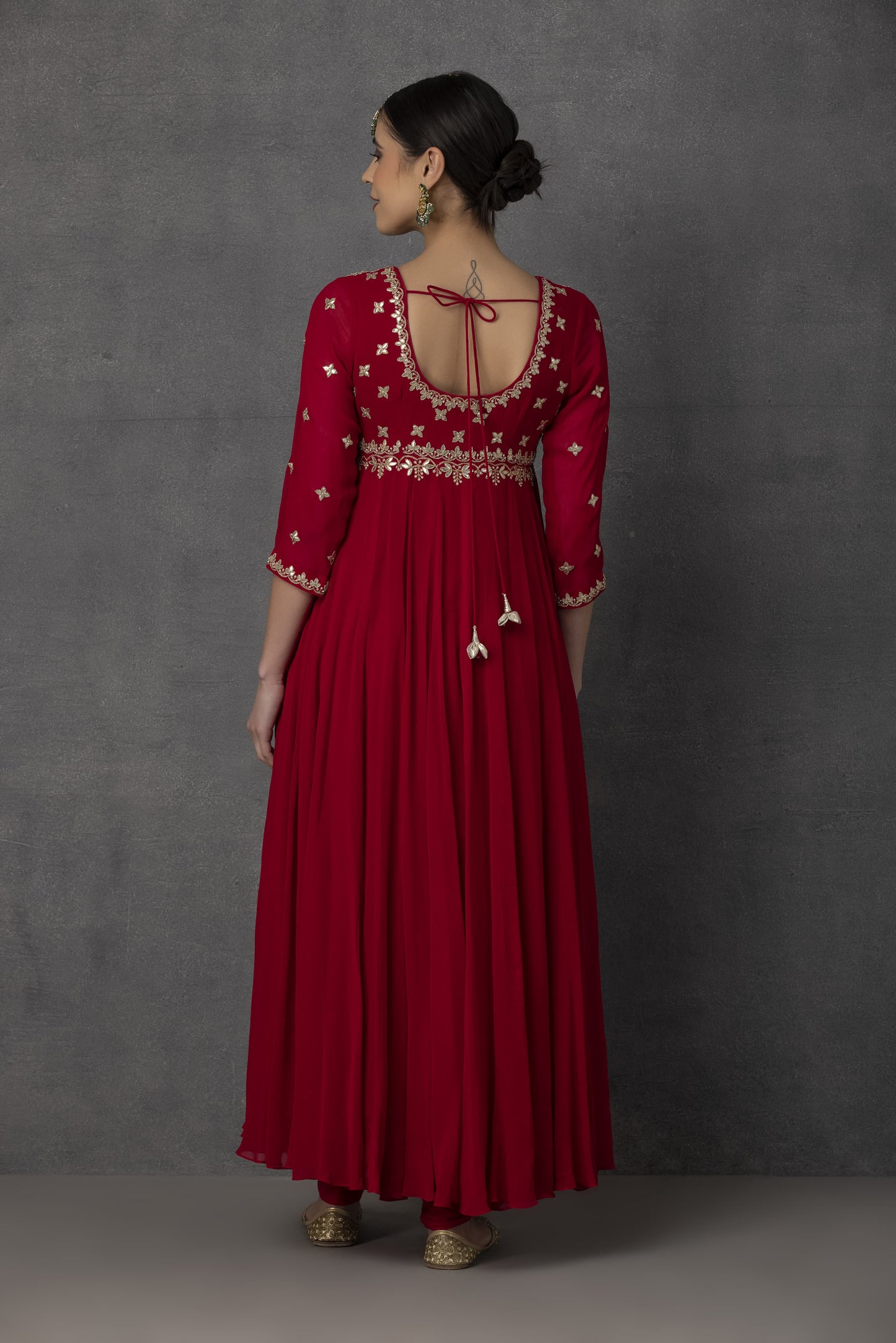 SP-01 RED EMBROIDERED ANARKALI SET