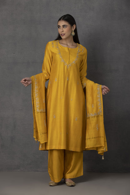 SP-02A YELLOW EMBROIDERED KURTA SET