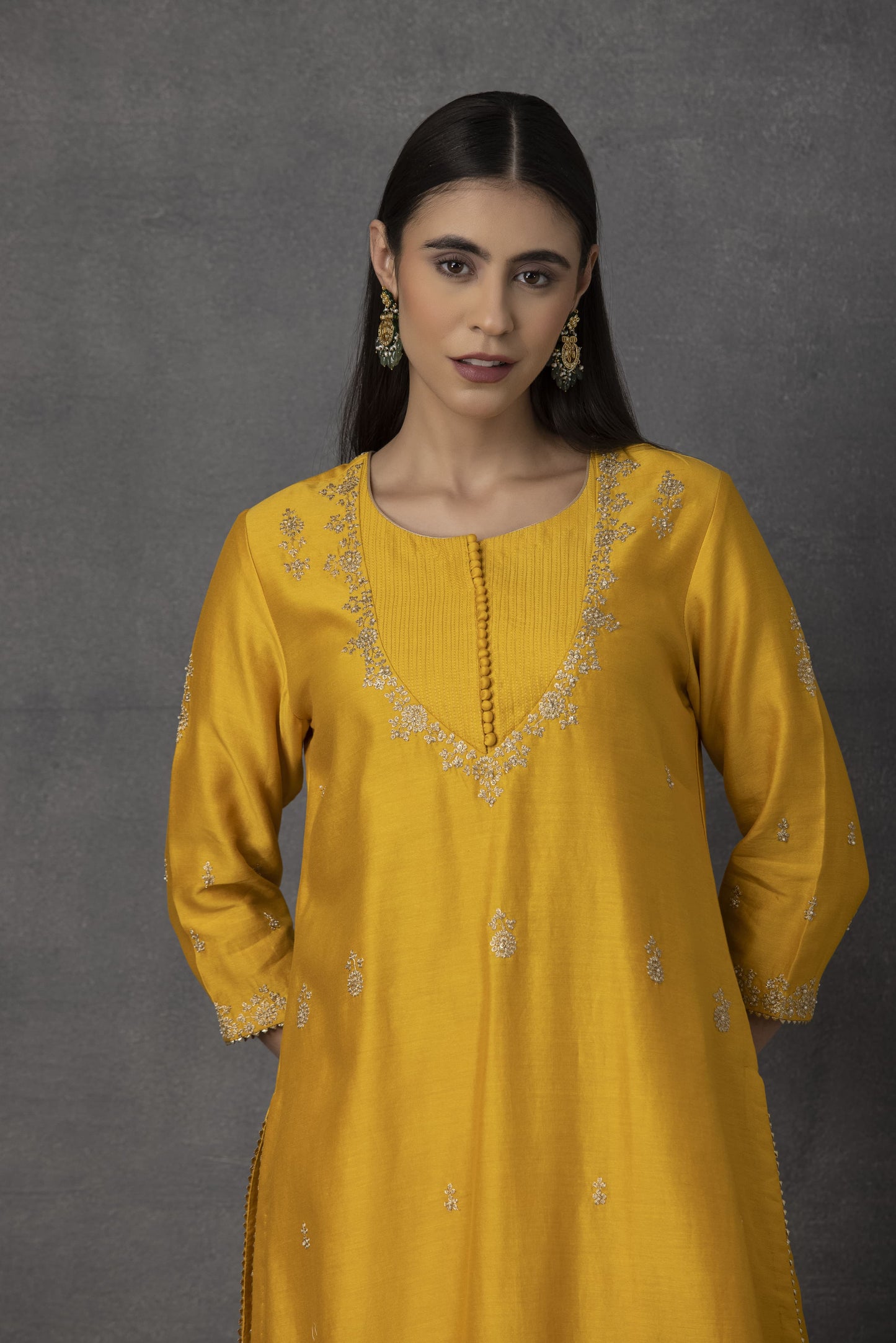 SP-02A YELLOW EMBROIDERED KURTA SET