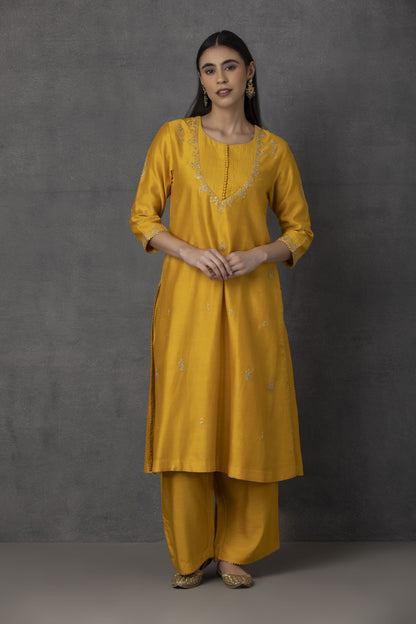 SP-02A YELLOW EMBROIDERED KURTA SET