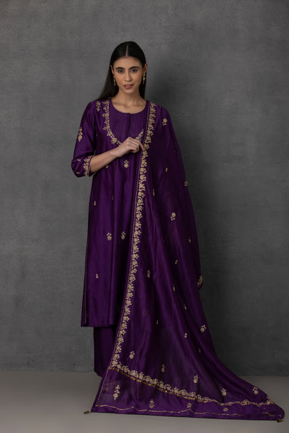 SP-02D PURPLE EMBROIDERED KURTA SET