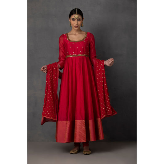SP-10A RED EMBROIDERED ANARKALI SET