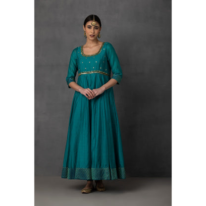 SP-10B TEAL EMBROIDERED ANARKALI SET