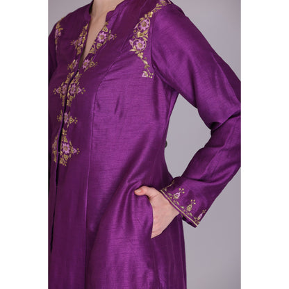 M3-03A PURPLE EMBROIDERED KURTA SET
