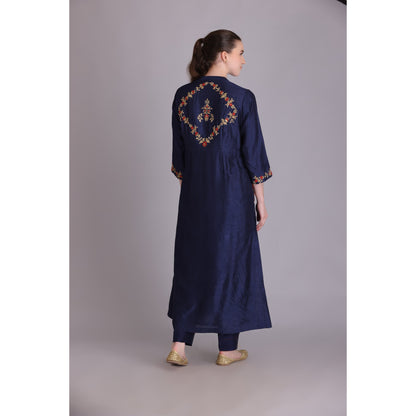 M3-05 NAVY BLUE EMBROIDERED KURTA SET