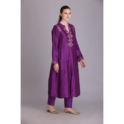 M3-03A PURPLE EMBROIDERED KURTA SET