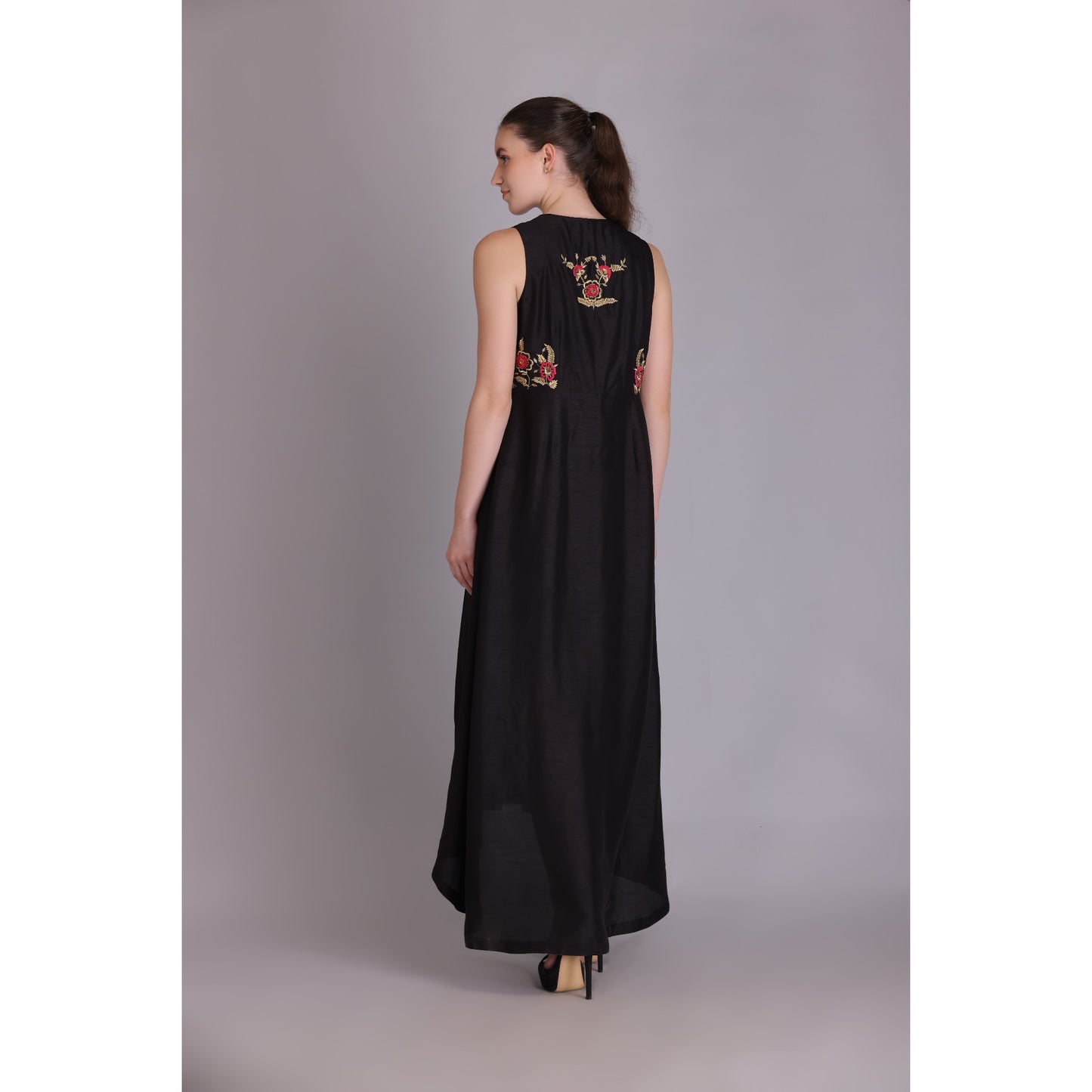 M3-09 BLACK EMBROIDERED DRESS