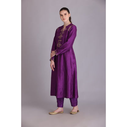 M3-03A PURPLE EMBROIDERED KURTA SET