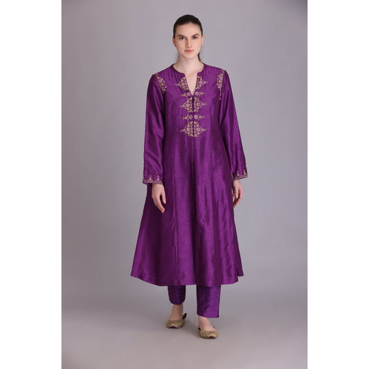 M3-03A PURPLE EMBROIDERED KURTA SET