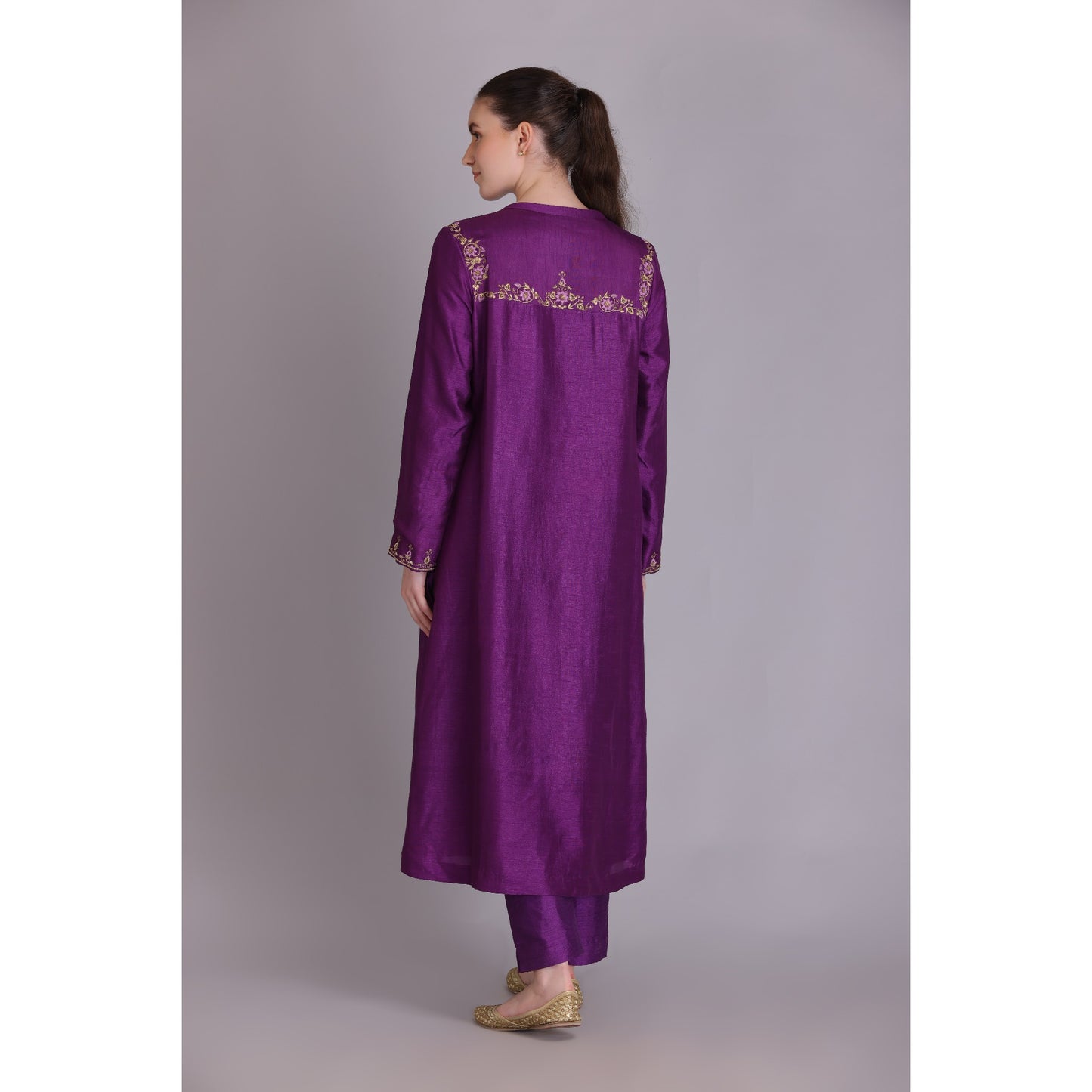 M3-03A PURPLE EMBROIDERED KURTA SET