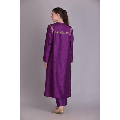 M3-03A PURPLE EMBROIDERED KURTA SET