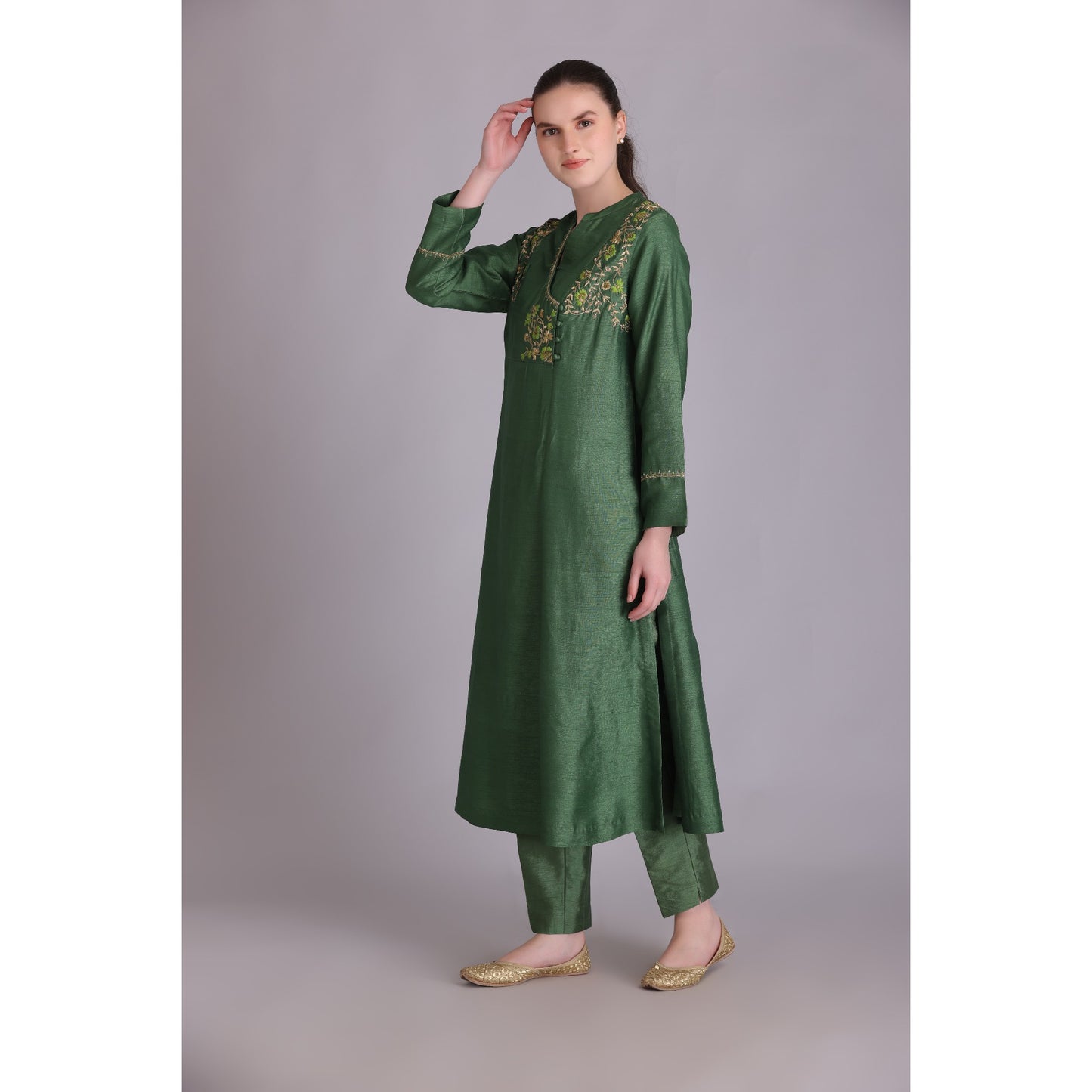 M3-08 FRESH MINT EMBROIDERED KURTA SET