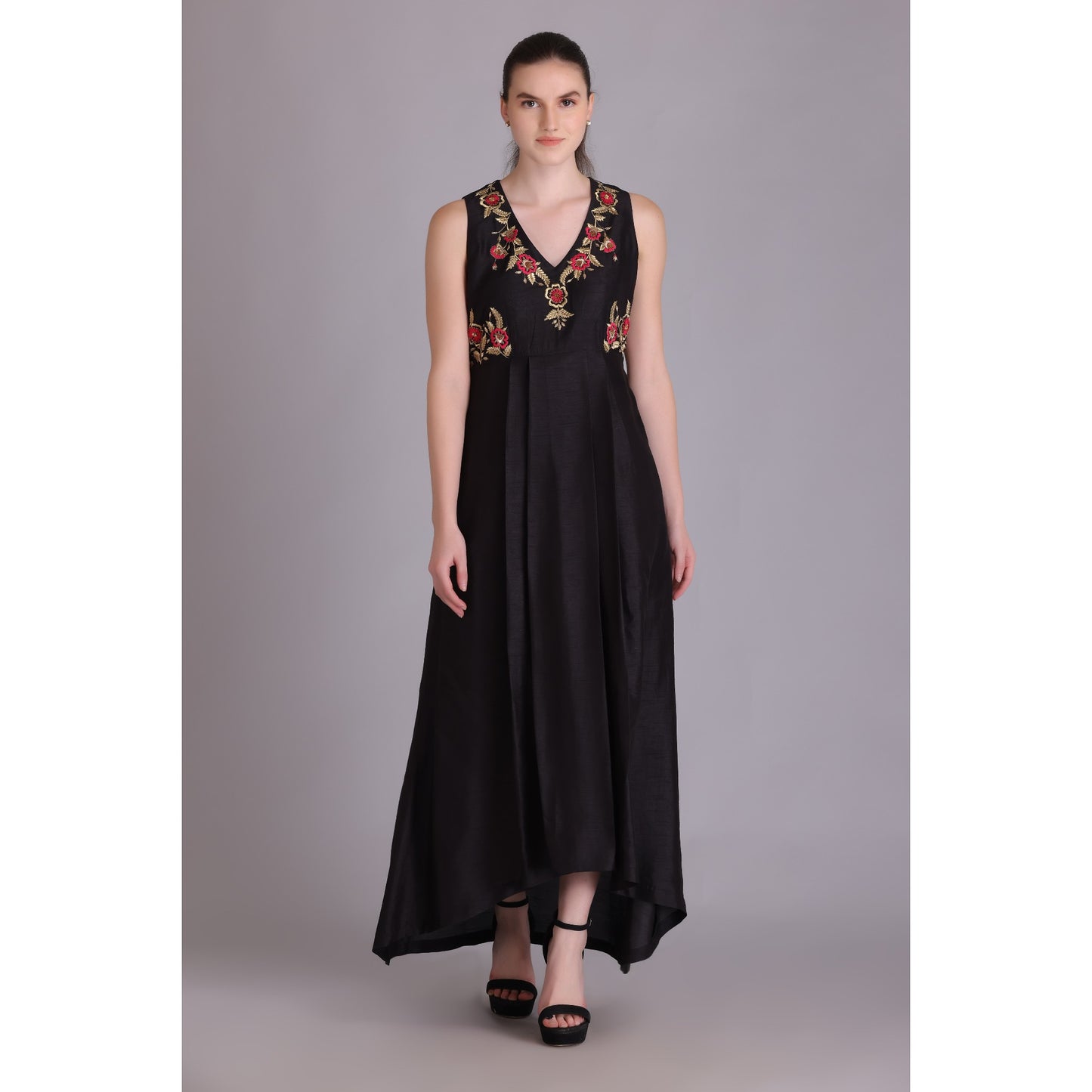M3-09 BLACK EMBROIDERED DRESS