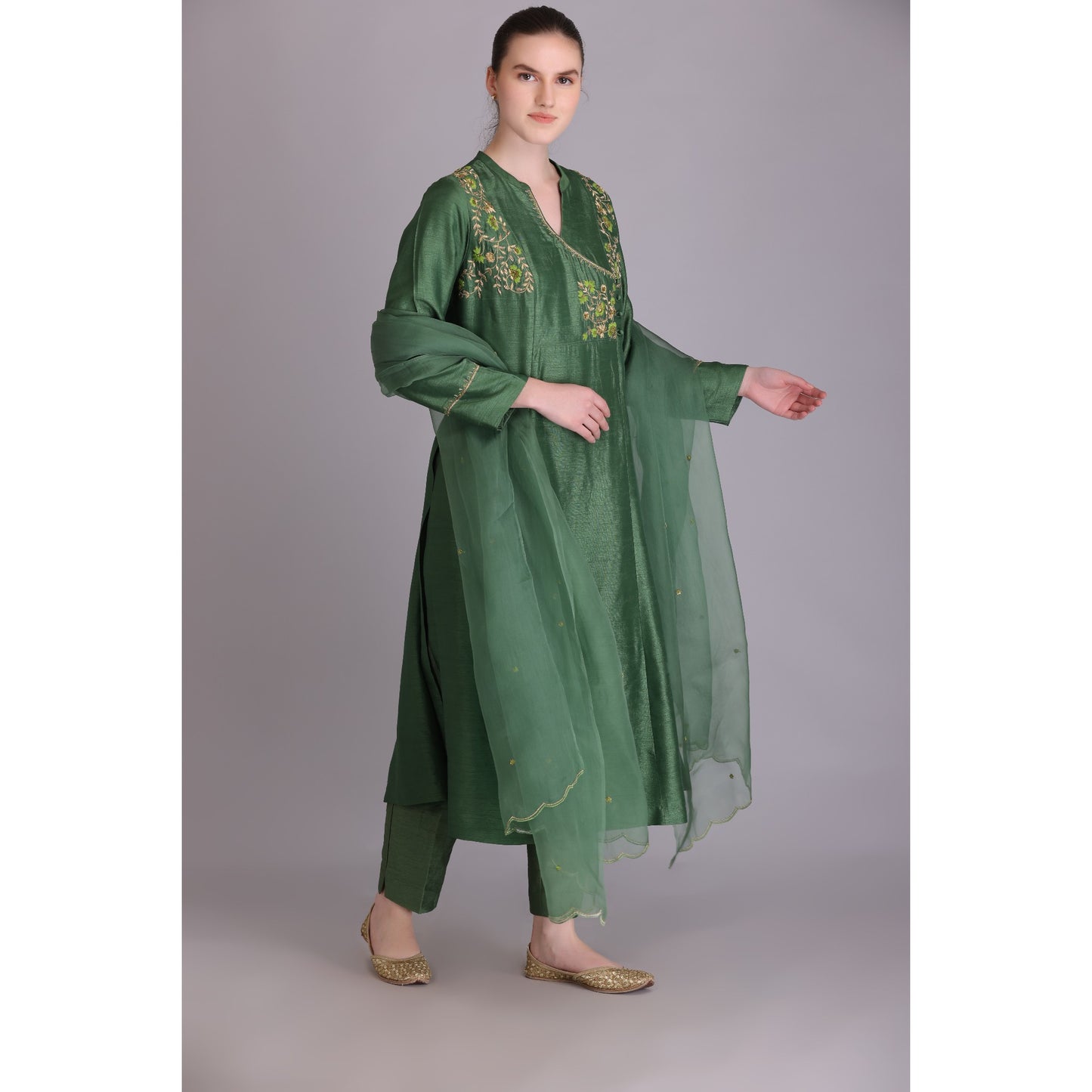 M3-08 FRESH MINT EMBROIDERED KURTA SET