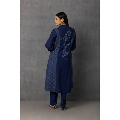 M9-05 INDIGO SOFT KHADI PRINTED SHIRT-DRESS SET