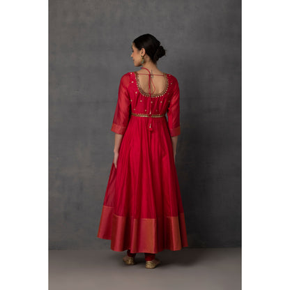SP-10A RED EMBROIDERED ANARKALI SET